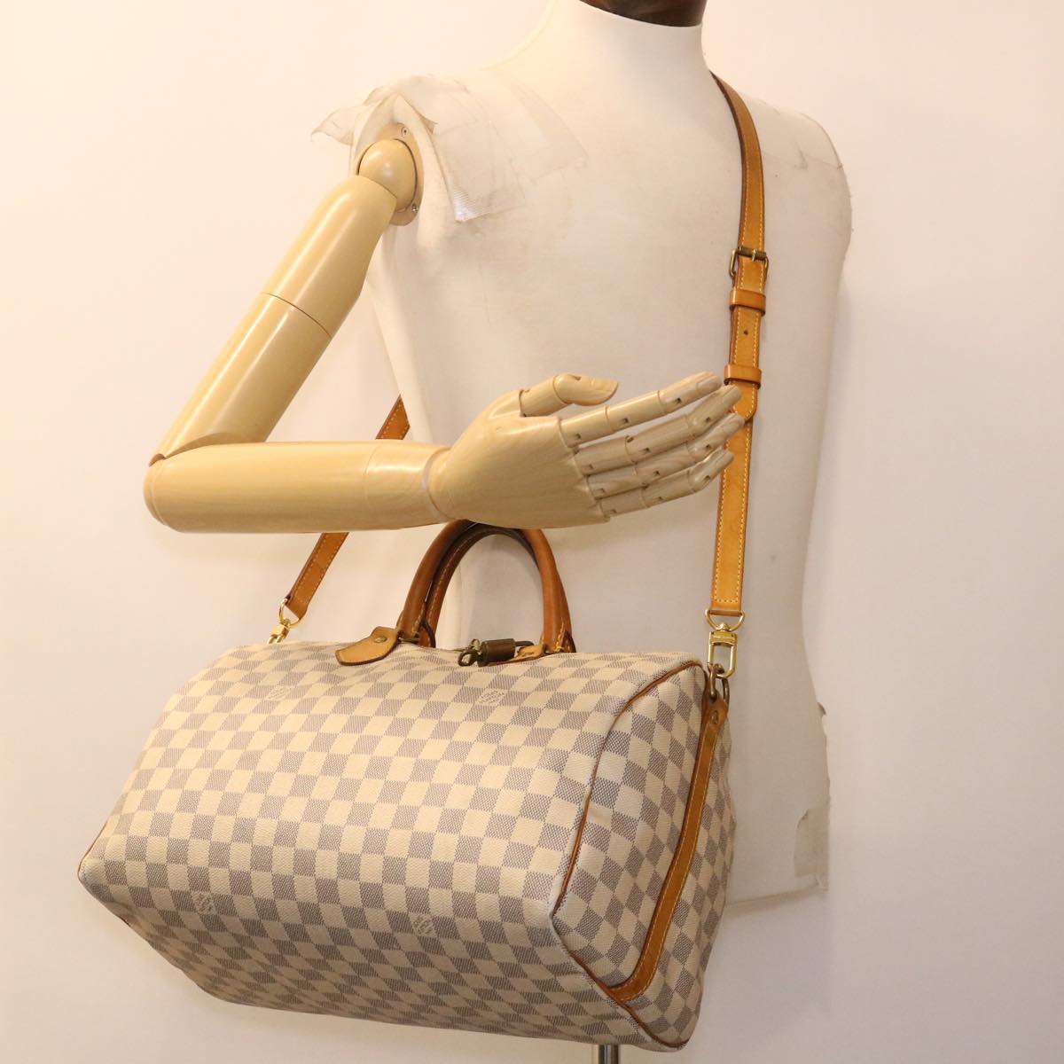 LOUIS VUITTON Damier Azur Speedy Bandouliere 35 Hand Bag N41002 LV Auth 39036