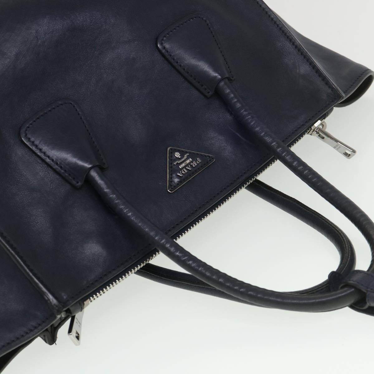 PRADA Shoulder Bag Leather 2way Navy Auth 39048