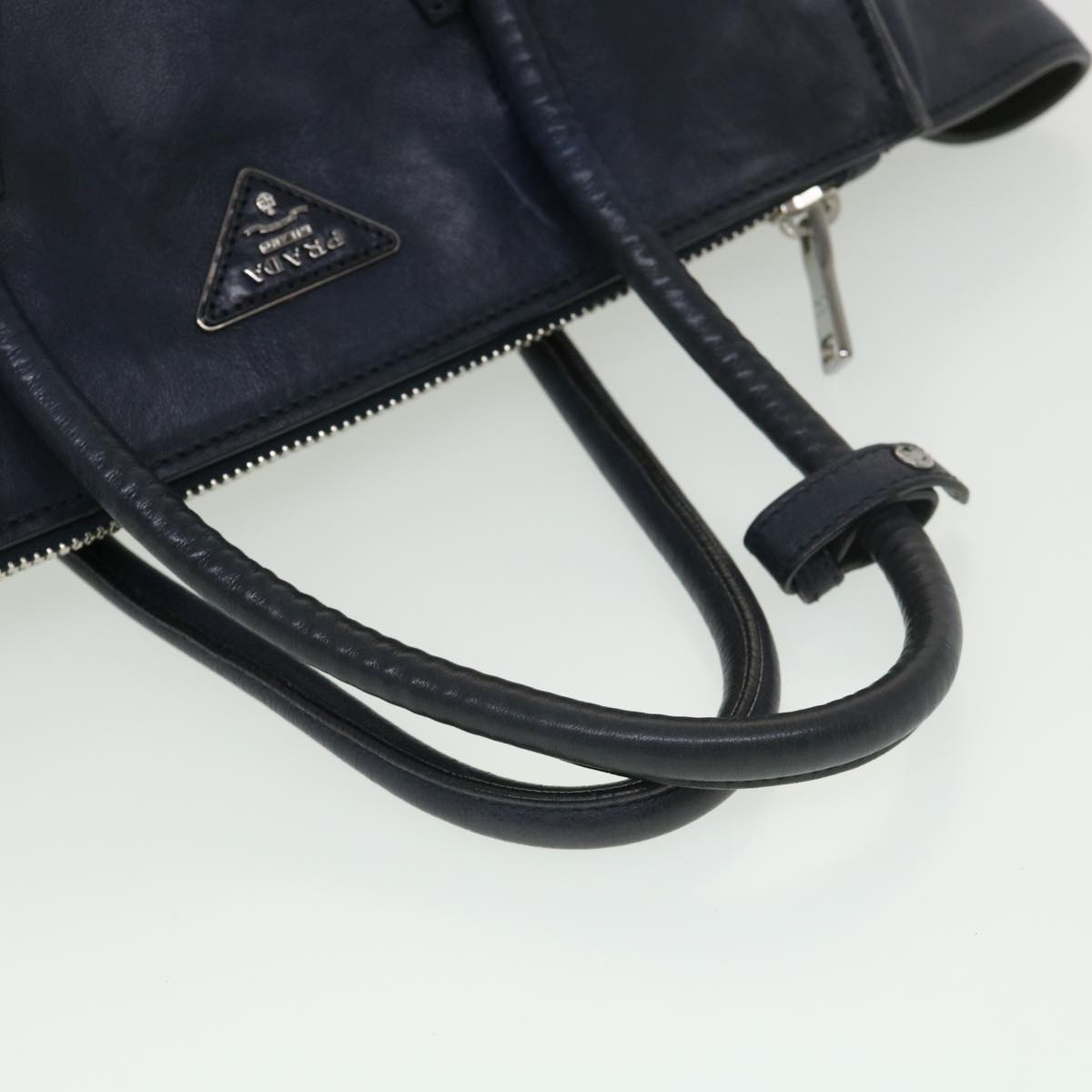 PRADA Shoulder Bag Leather 2way Navy Auth 39048