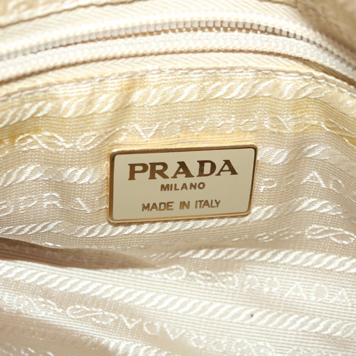 PRADA Chain Hand Bag Nylon Beige Auth 39063