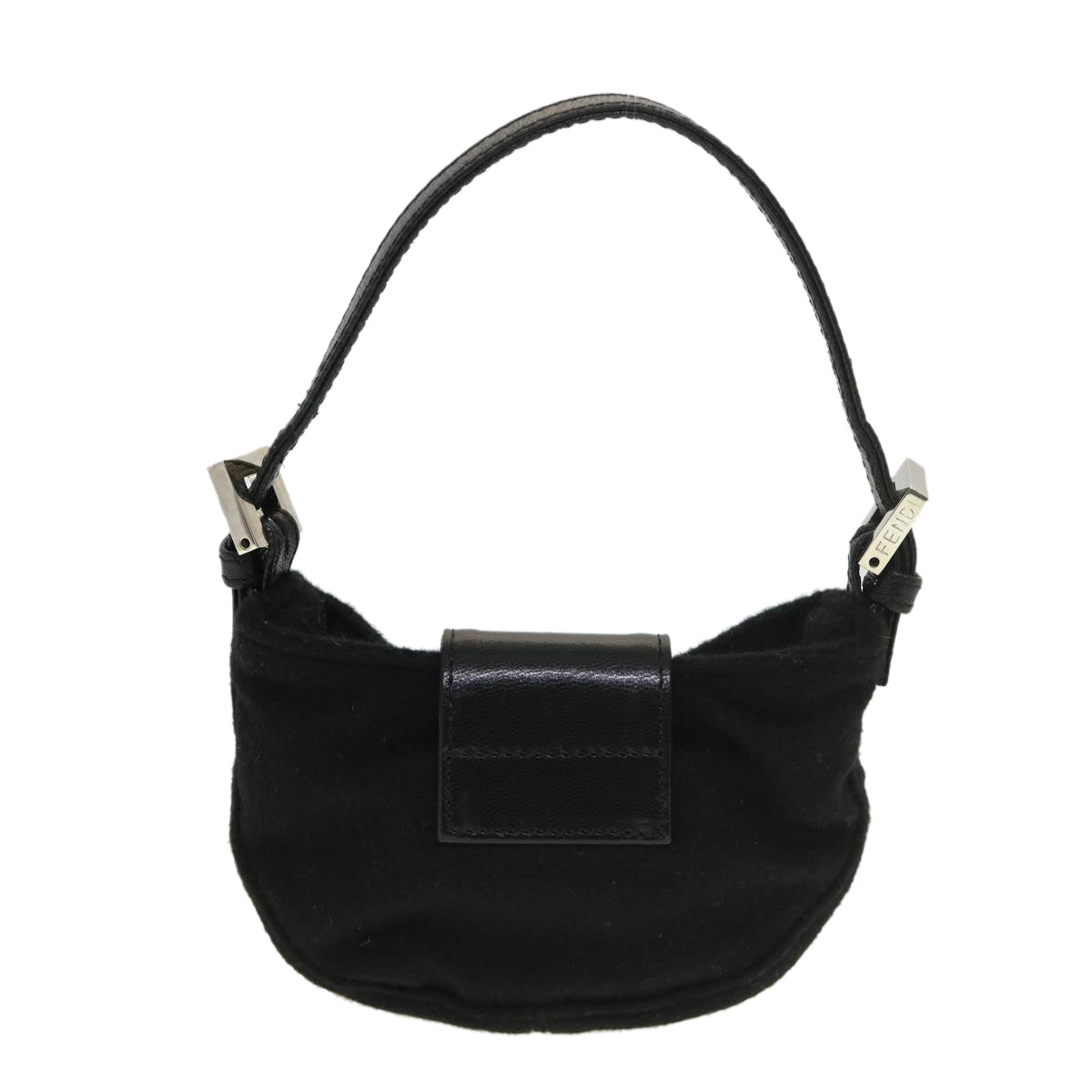 FENDI Mini Mamma Baguette Shoulder Bag Wool Black Auth 39065 - 0