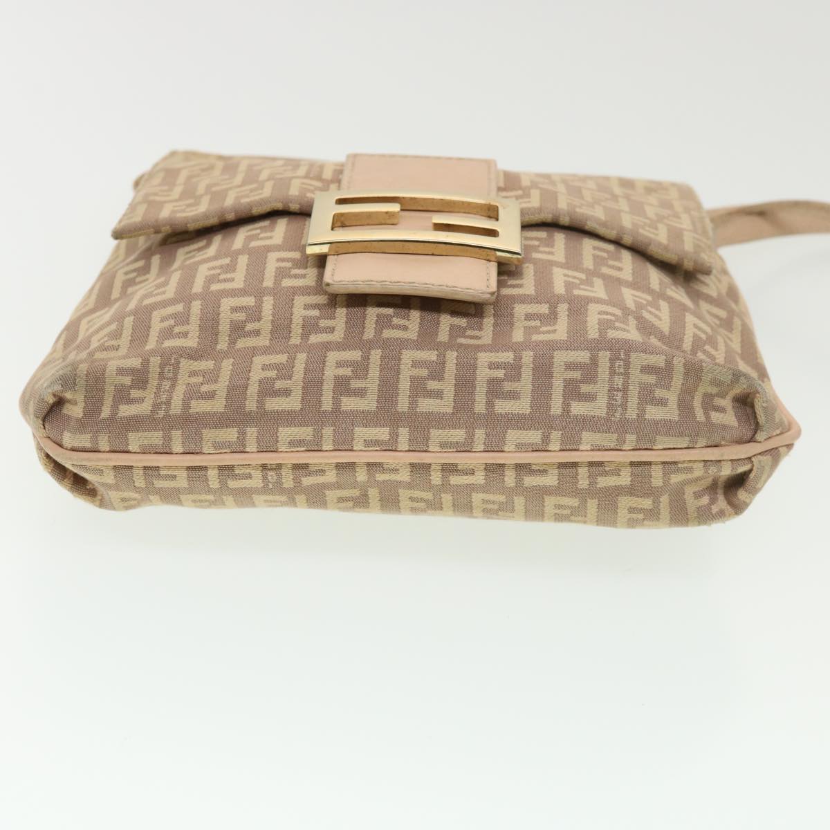 FENDI Zucchino Canvas Mamma Baguette Shoulder Bag Beige Auth 39139