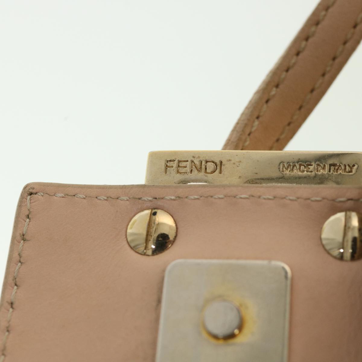 FENDI Zucchino Canvas Mamma Baguette Shoulder Bag Beige Auth 39139