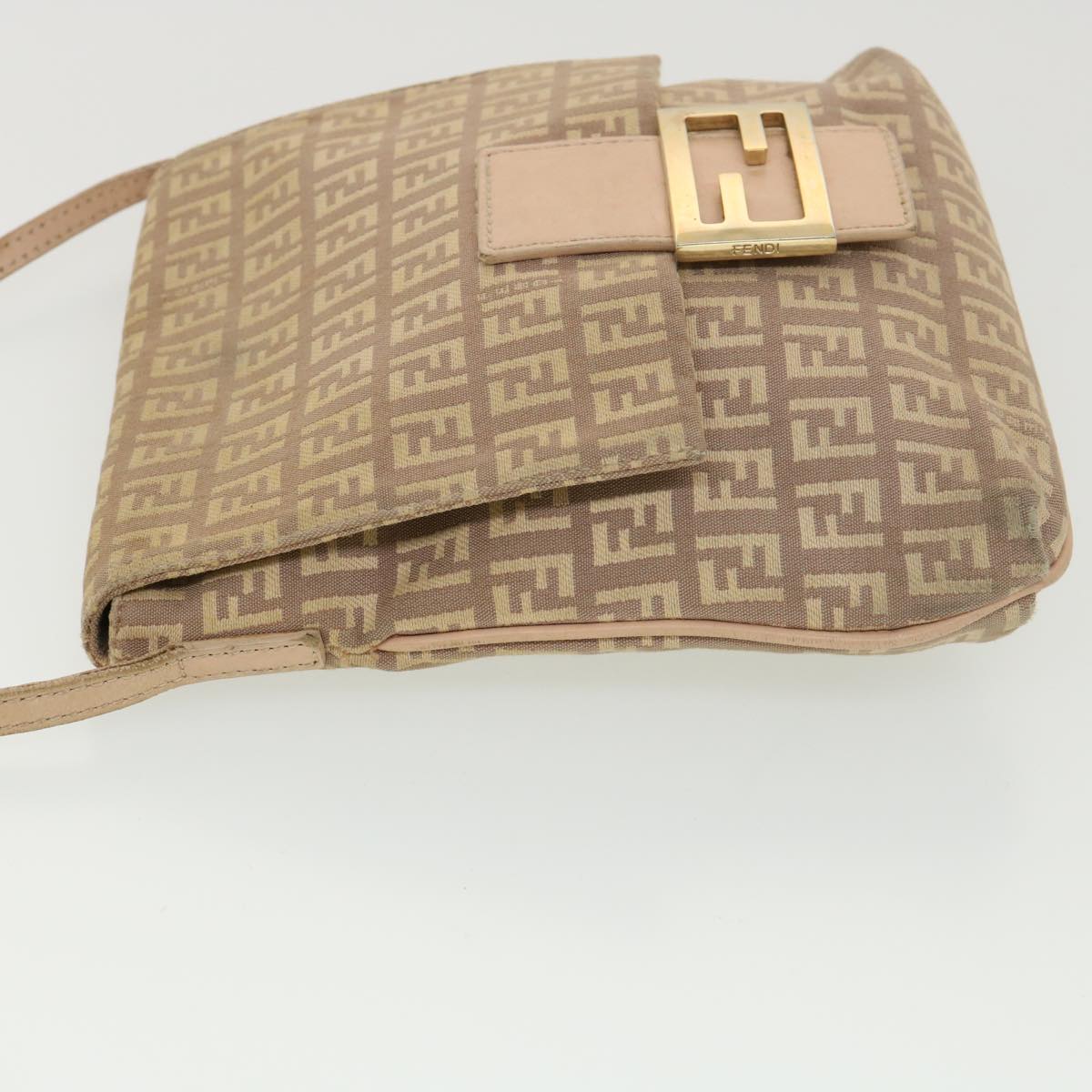 FENDI Zucchino Canvas Mamma Baguette Shoulder Bag Beige Auth 39139