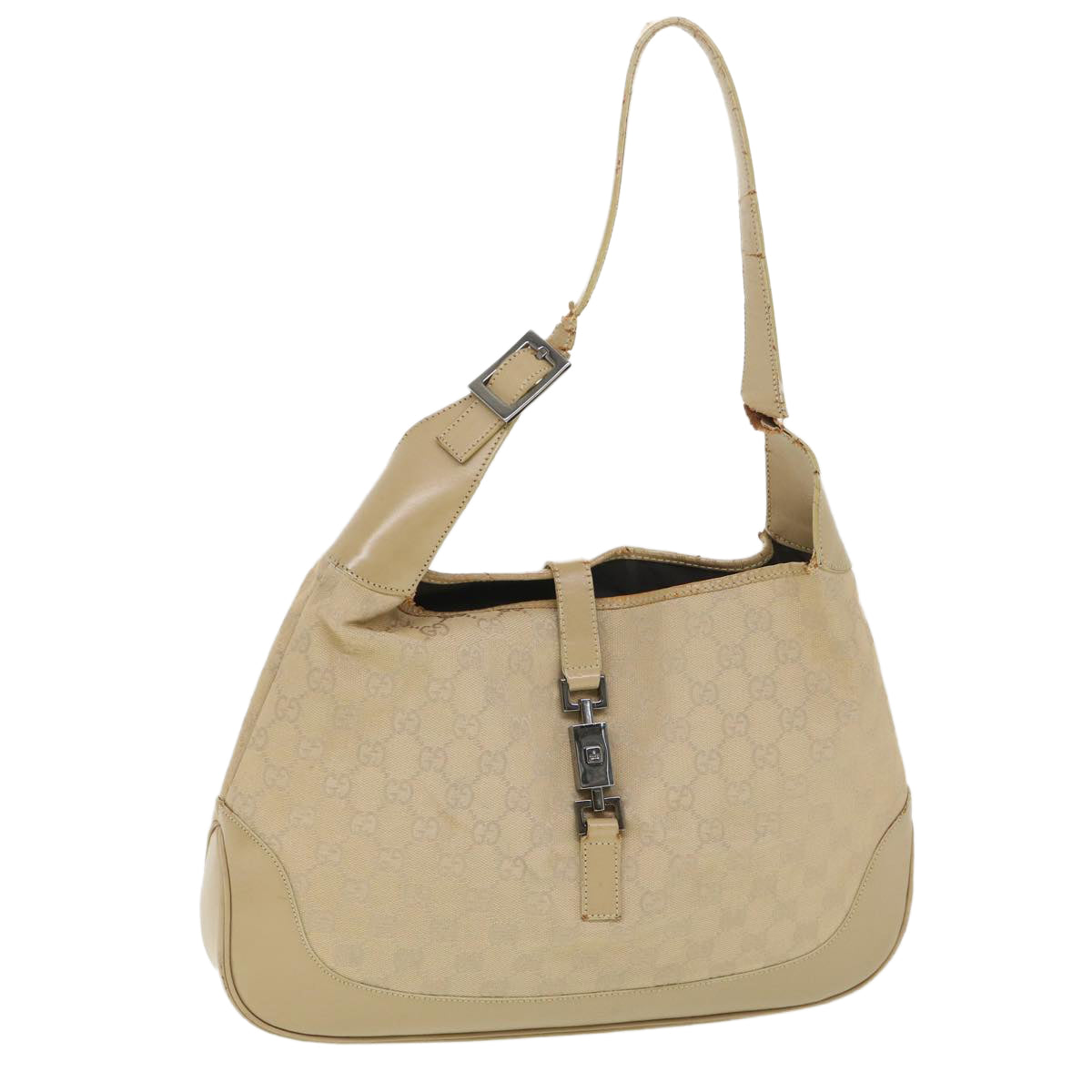 GUCCI GG Canvas Jackie Shoulder Bag Beige 0013346 Auth 39146