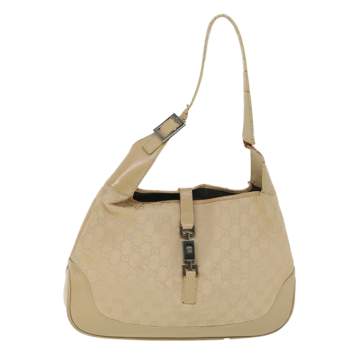 GUCCI GG Canvas Jackie Shoulder Bag Beige 0013346 Auth 39146