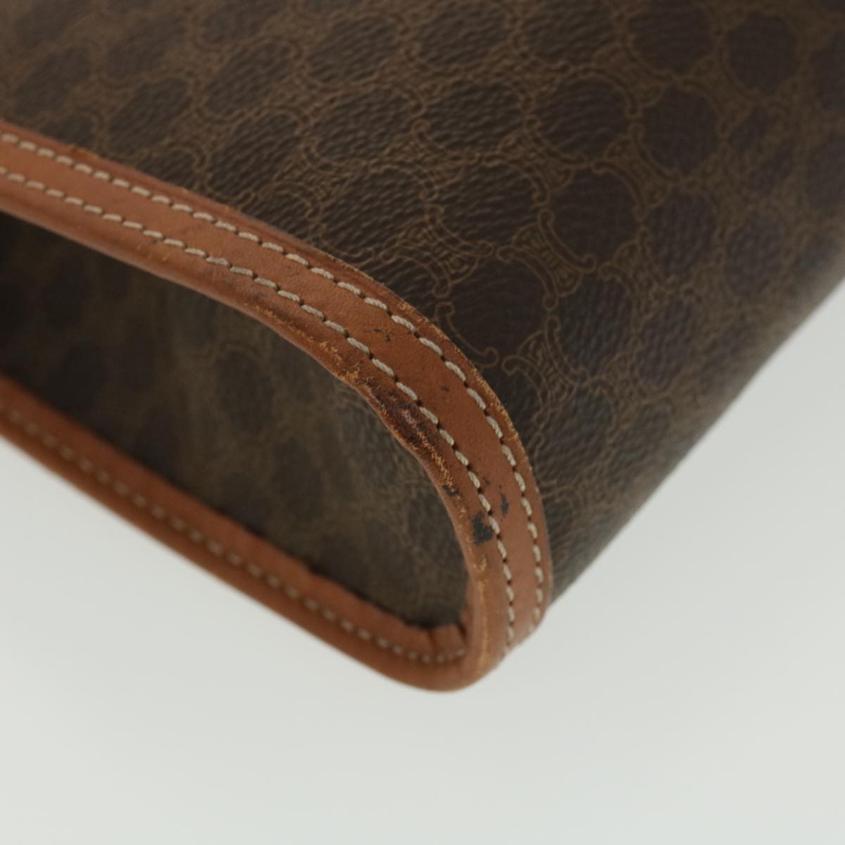CELINE Macadam Canvas Clutch Bag PVC Leather Brown Auth 39179