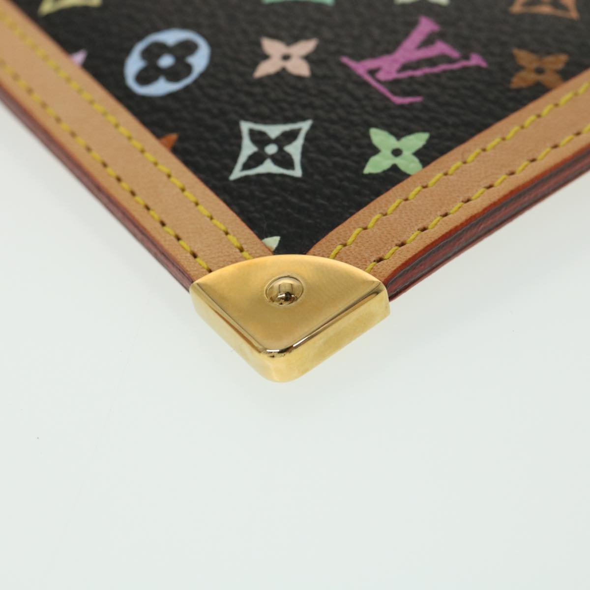 LOUIS VUITTON Multicolor Pochette Cles Coin Purse Black M92654 LV Auth 39201A