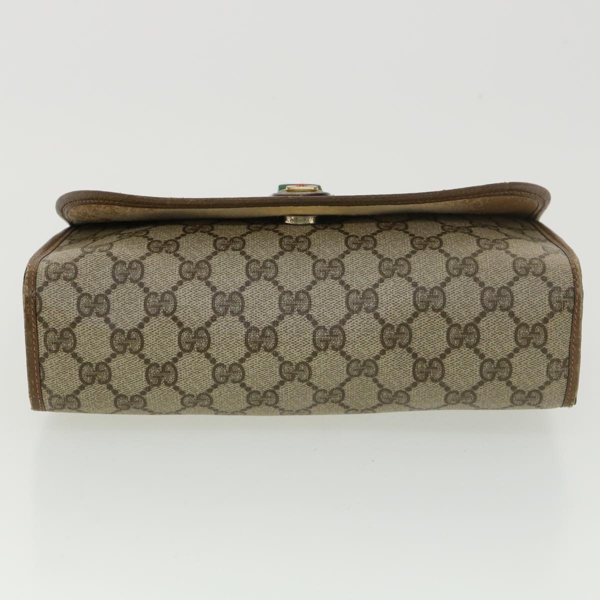 GUCCI GG Canvas Web Sherry Line Clutch Bag Beige Red Green 89.01.030 Auth 39241