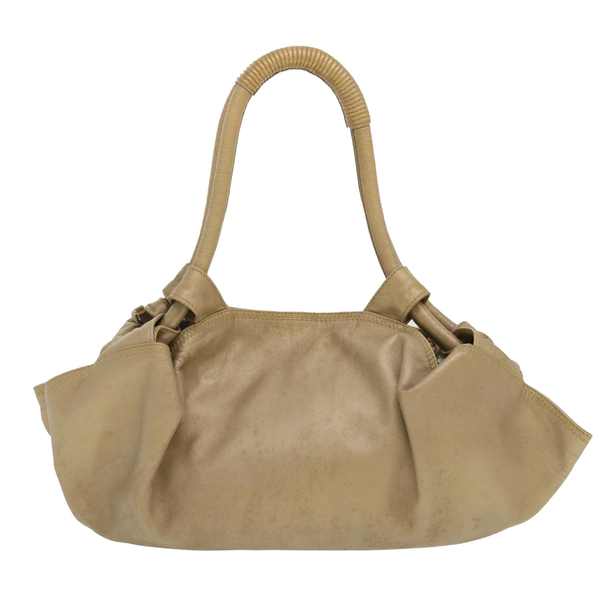 LOEWE Hand Bag Leather Beige Auth 39293