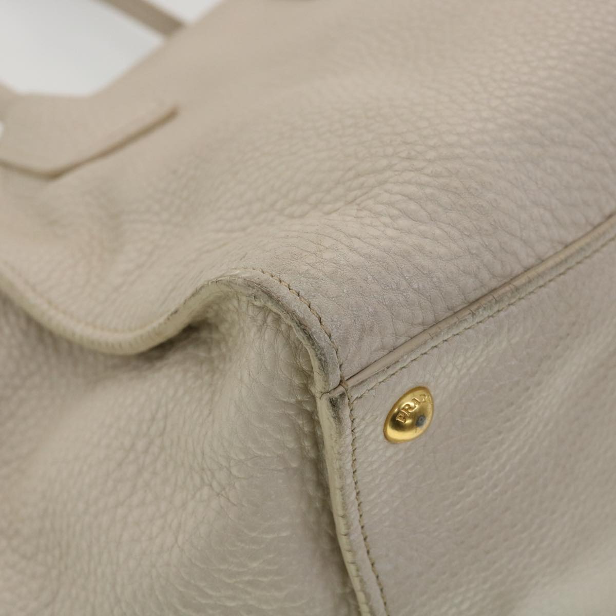 PRADA Hand Bag Leather 2way Beige Auth 39299