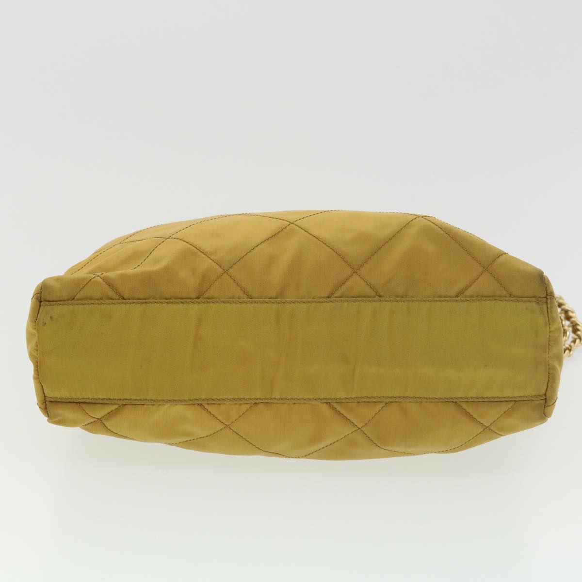 PRADA Quilted Chain Shoulder Bag Nylon Yellow Auth 39300