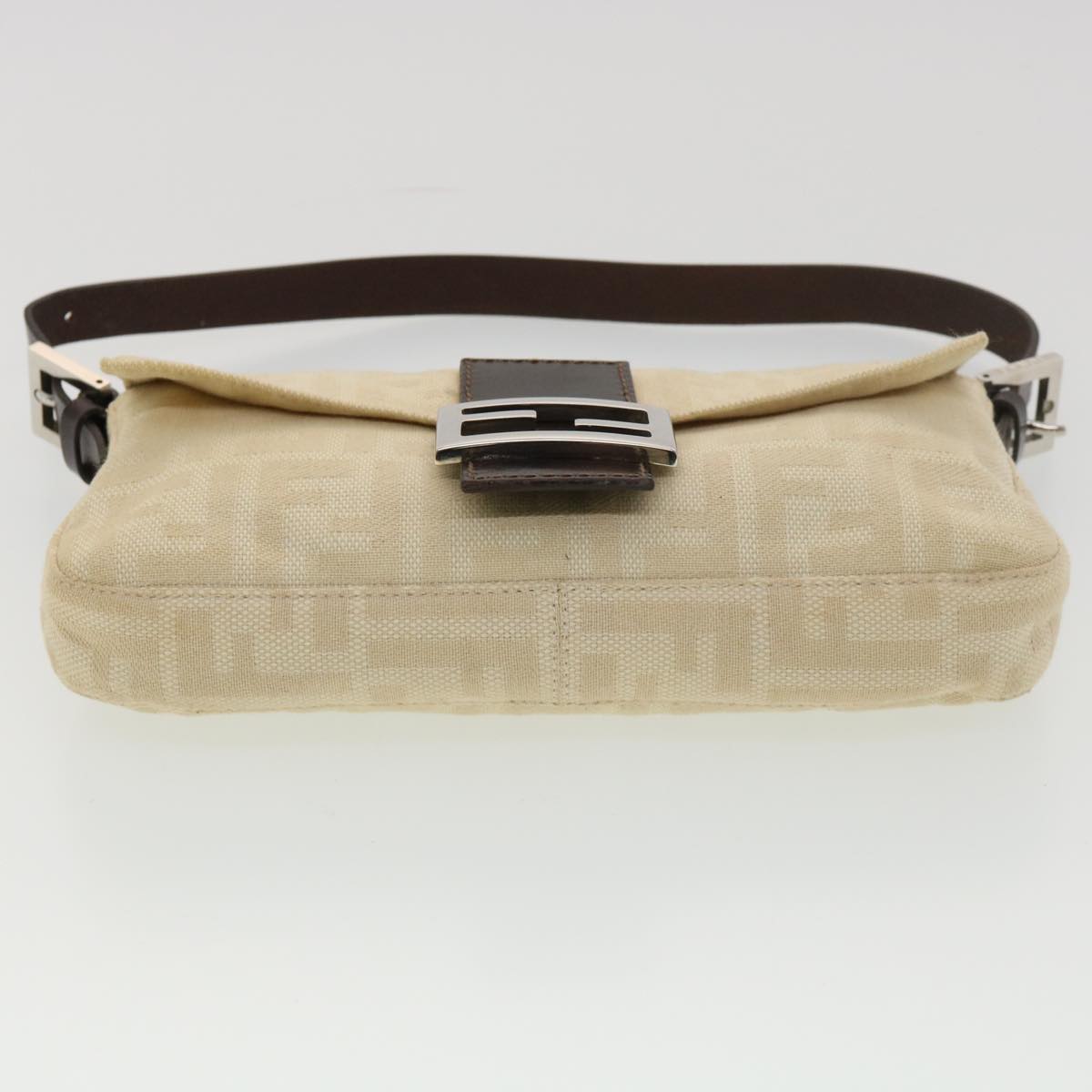 FENDI Zucca Canvas Mamma Baguette Shoulder Bag Beige 2355 26424 008 Auth 39301