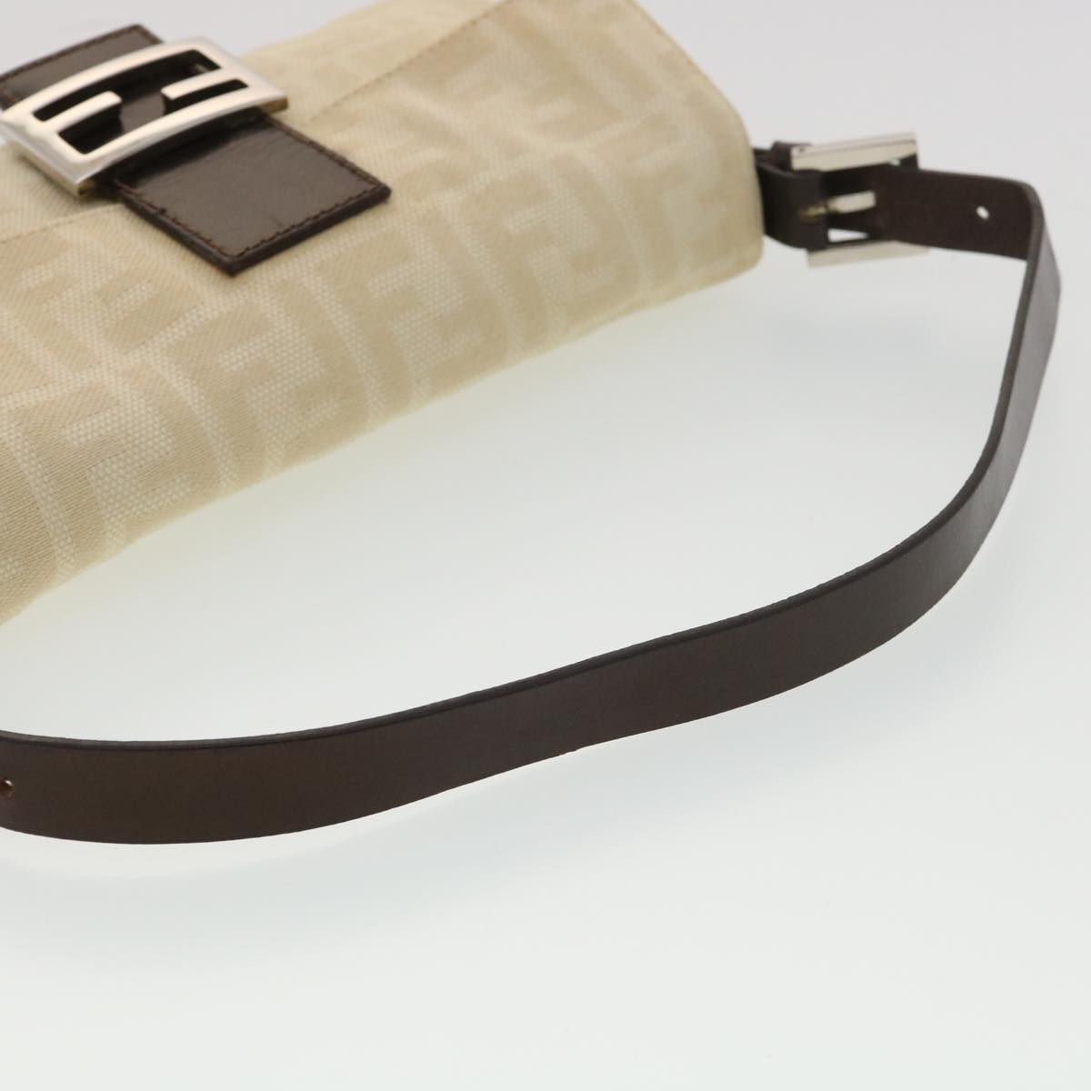 FENDI Zucca Canvas Mamma Baguette Shoulder Bag Beige 2355 26424 008 Auth 39301