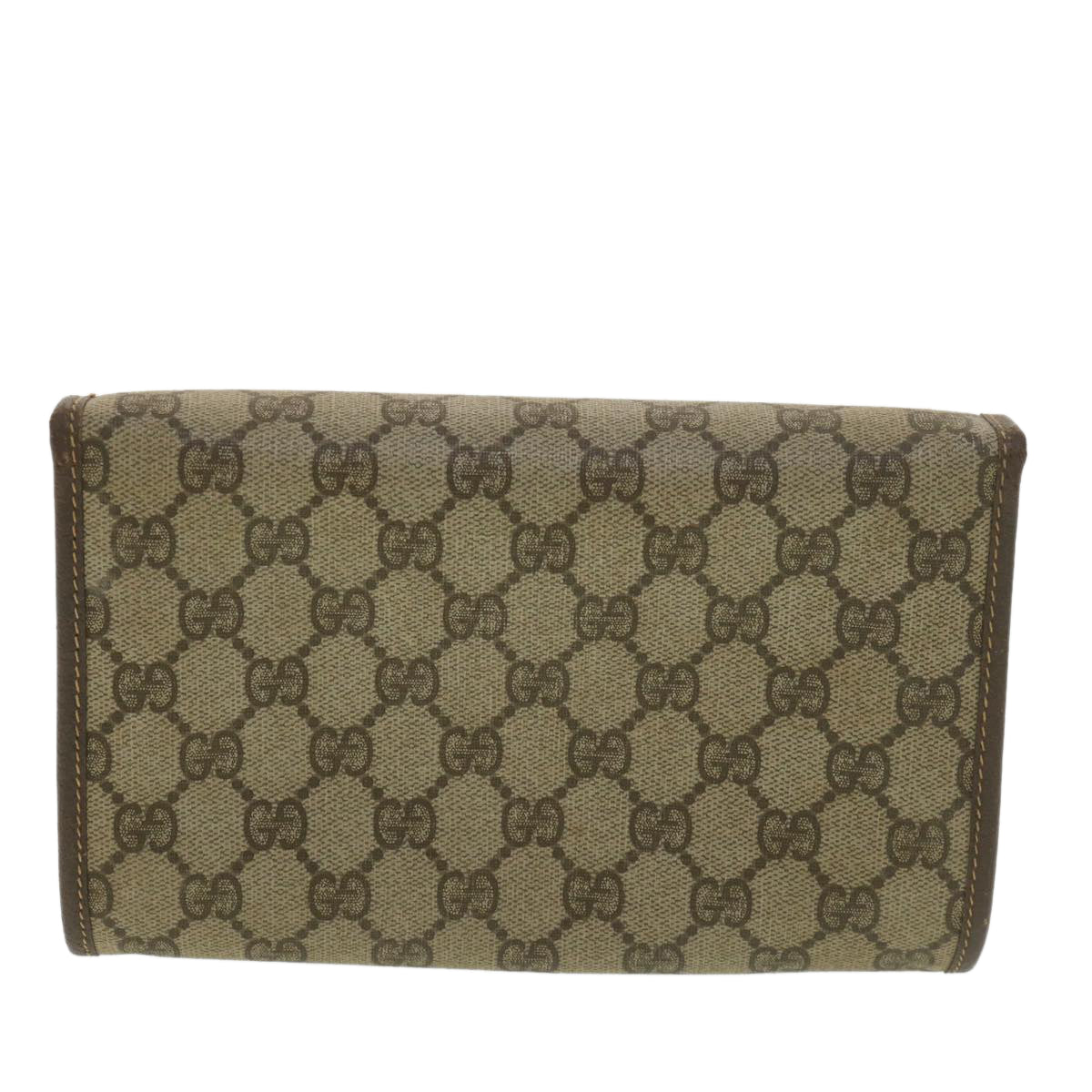 GUCCI GG Canvas Clutch Bag PVC Leather Beige Auth 39307 - 0