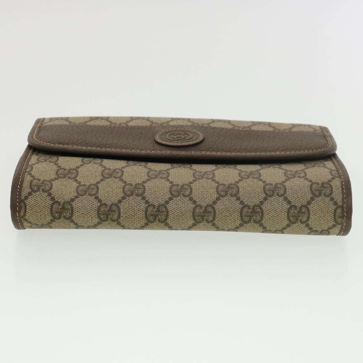 GUCCI GG Canvas Clutch Bag PVC Leather Beige Auth 39307