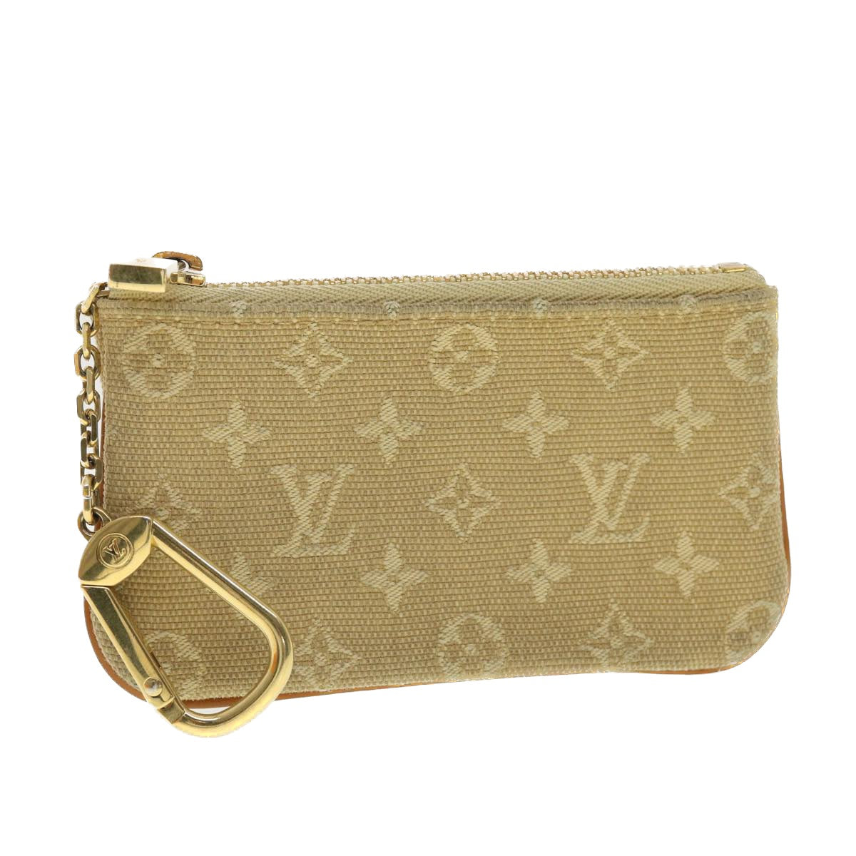 LOUIS VUITTON Monogram Mini Pochette Cles Coin Purse Beige M92438 LV Auth 39328