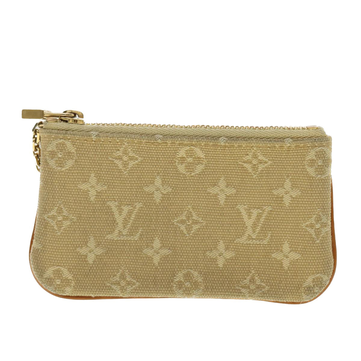 LOUIS VUITTON Monogram Mini Pochette Cles Coin Purse Beige M92438 LV Auth 39328