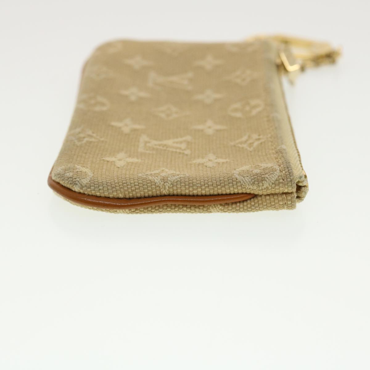 LOUIS VUITTON Monogram Mini Pochette Cles Coin Purse Beige M92438 LV Auth 39328