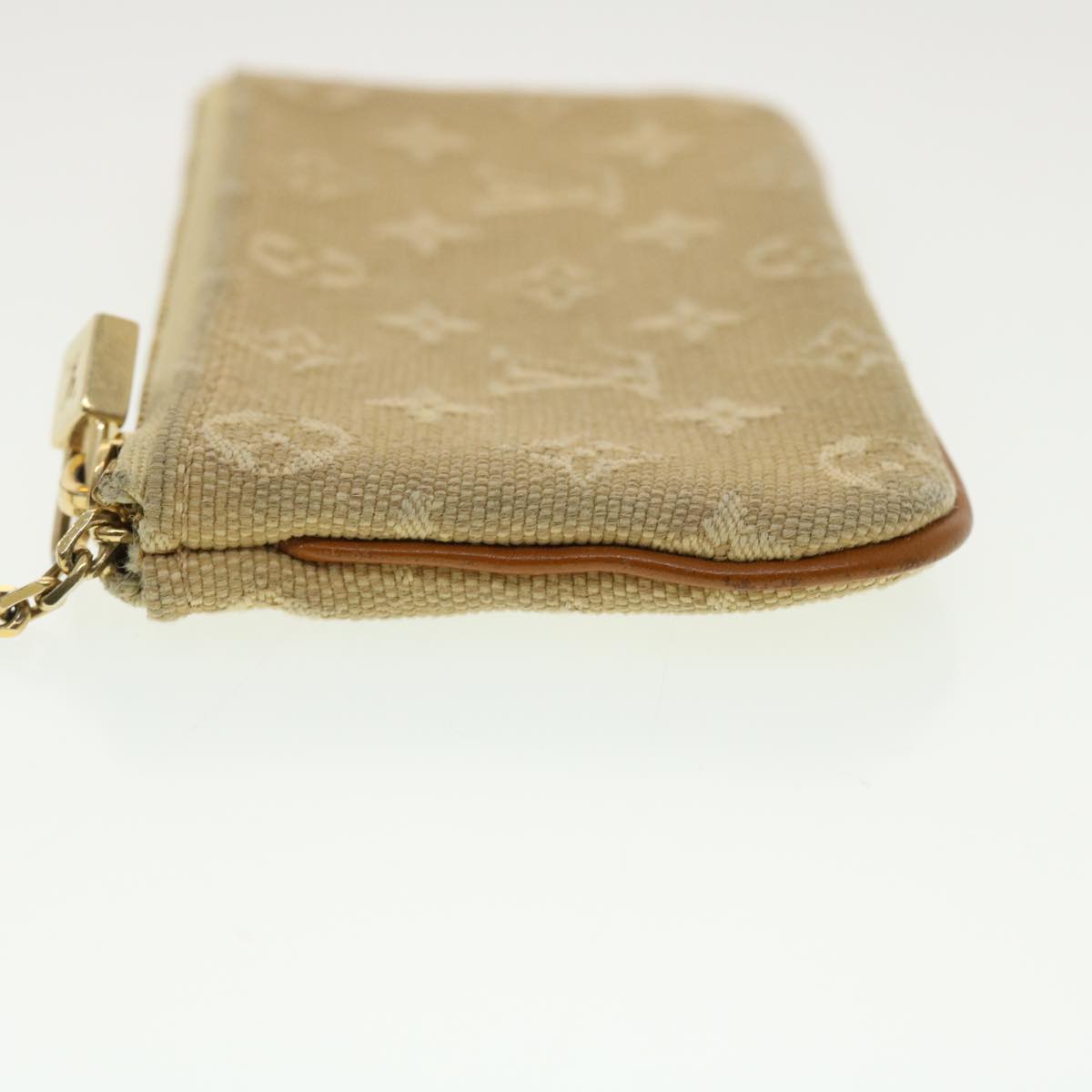 LOUIS VUITTON Monogram Mini Pochette Cles Coin Purse Beige M92438 LV Auth 39328