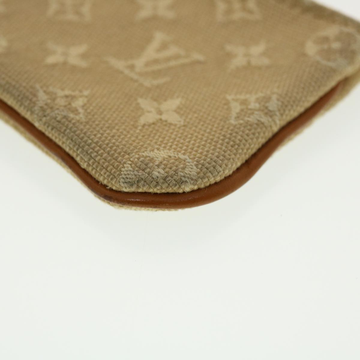 LOUIS VUITTON Monogram Mini Pochette Cles Coin Purse Beige M92438 LV Auth 39328