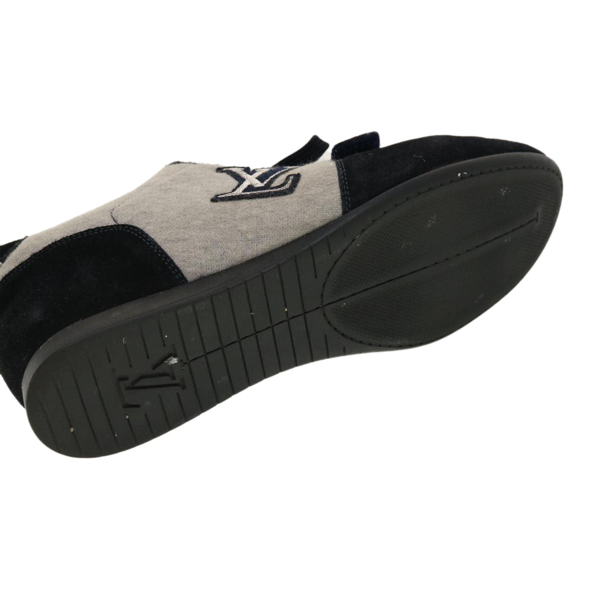 LOUIS VUITTON Sneakers Cotton Gray Black LV Auth 39348