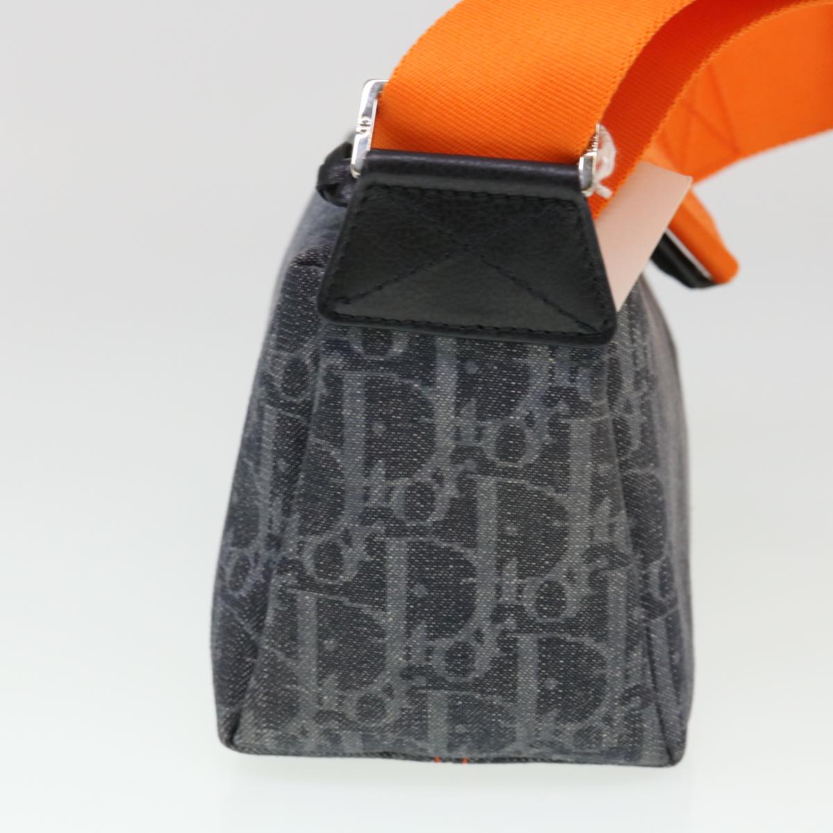 Christian Dior Trotter Canvas Flight Shoulder Bag Navy Orange Auth 39354A