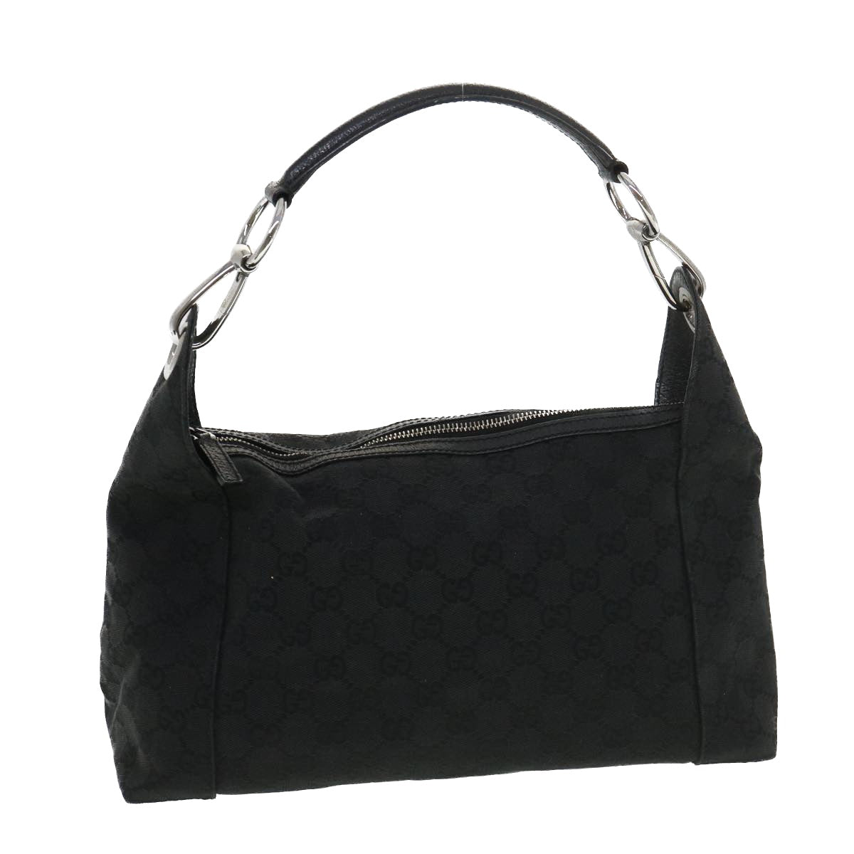 GUCCI GG Canvas Shoulder Bag Black 113023 Auth 39359