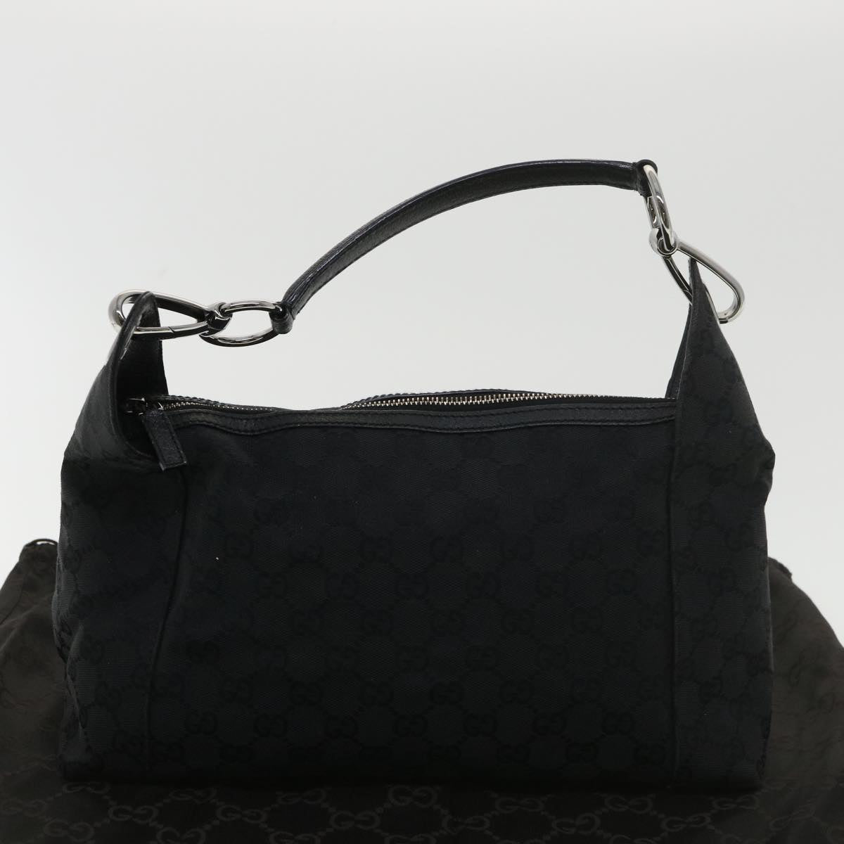 GUCCI GG Canvas Shoulder Bag Black 113023 Auth 39359