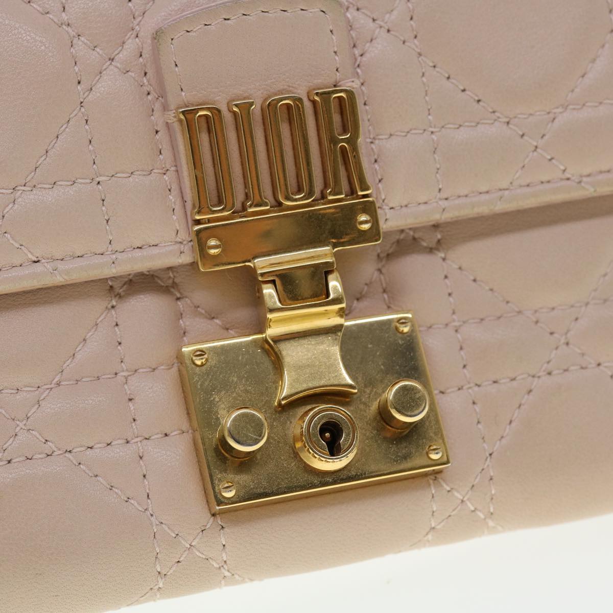 Christian Dior Lady Dior Long Wallet Lamb Skin Pink 33-MA-0147 Auth 39364