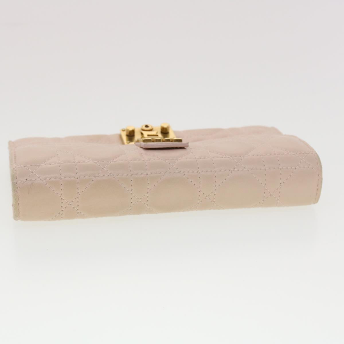 Christian Dior Lady Dior Long Wallet Lamb Skin Pink 33-MA-0147 Auth 39364