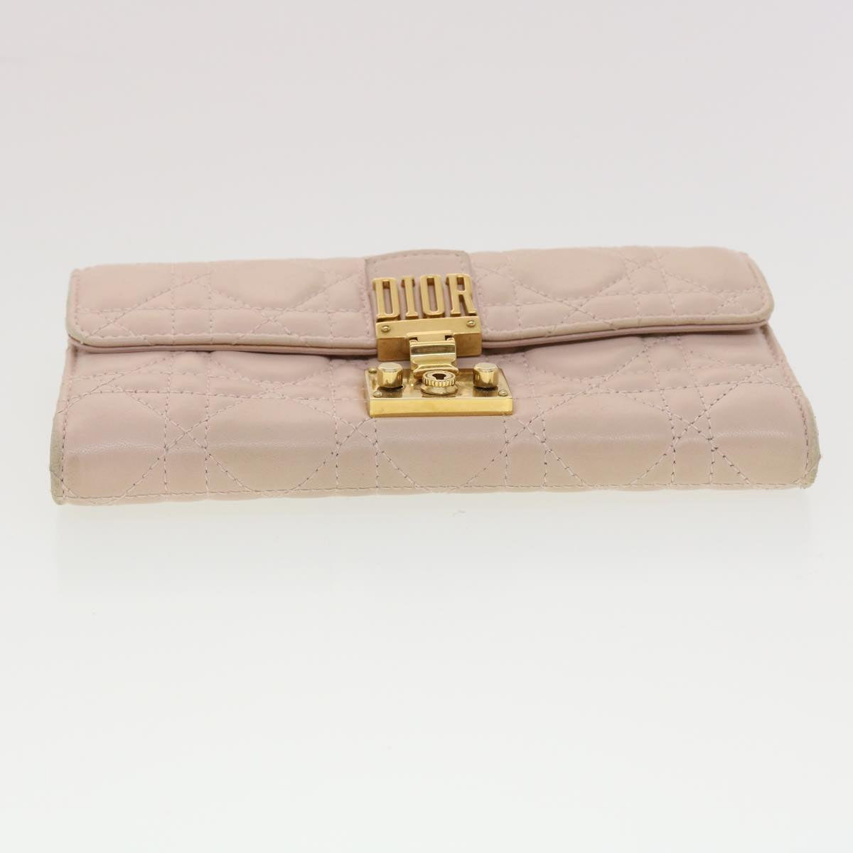 Christian Dior Lady Dior Long Wallet Lamb Skin Pink 33-MA-0147 Auth 39364