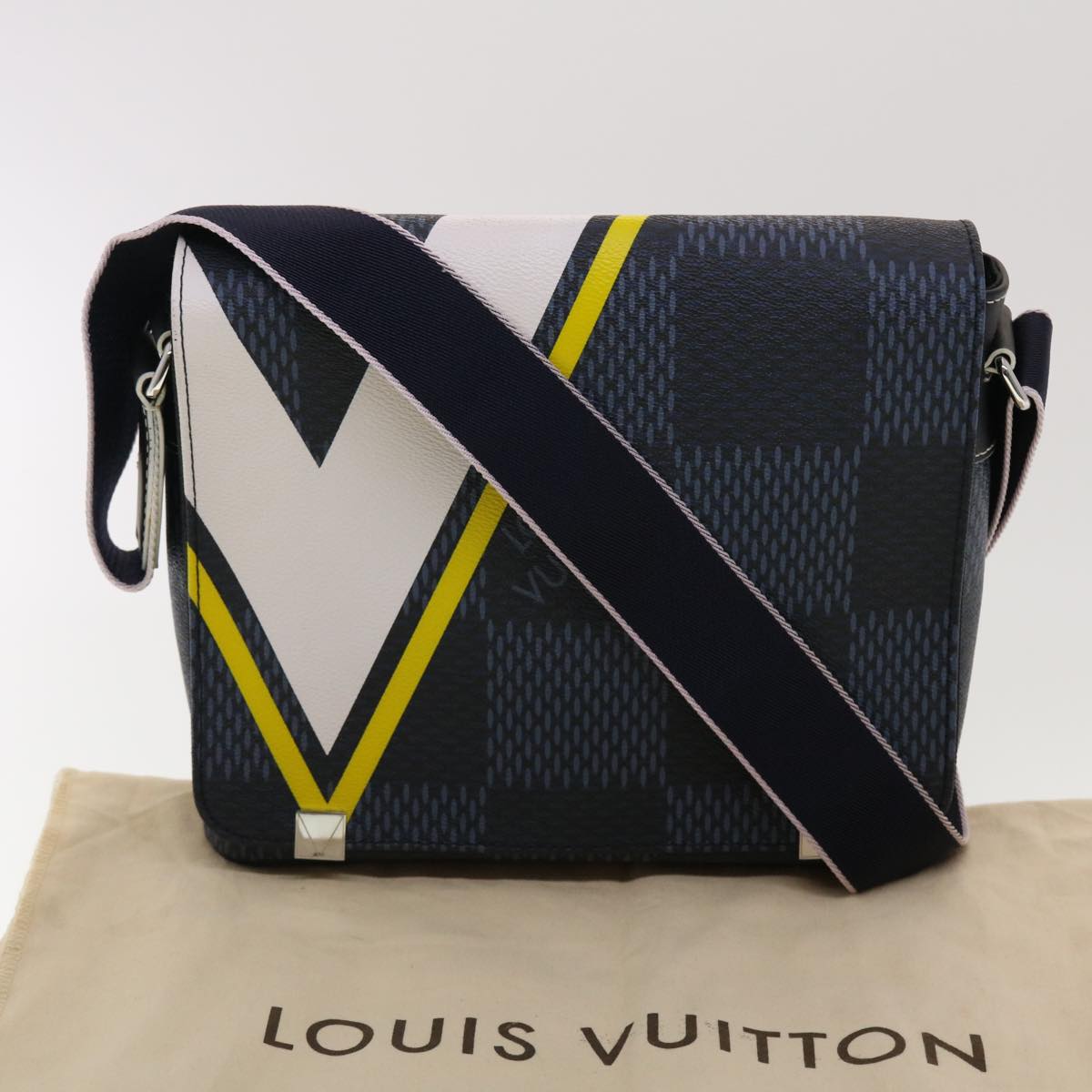 LOUIS VUITTON Damier Cobalt District PM Shoulder Bag N44002 LV Auth 39375