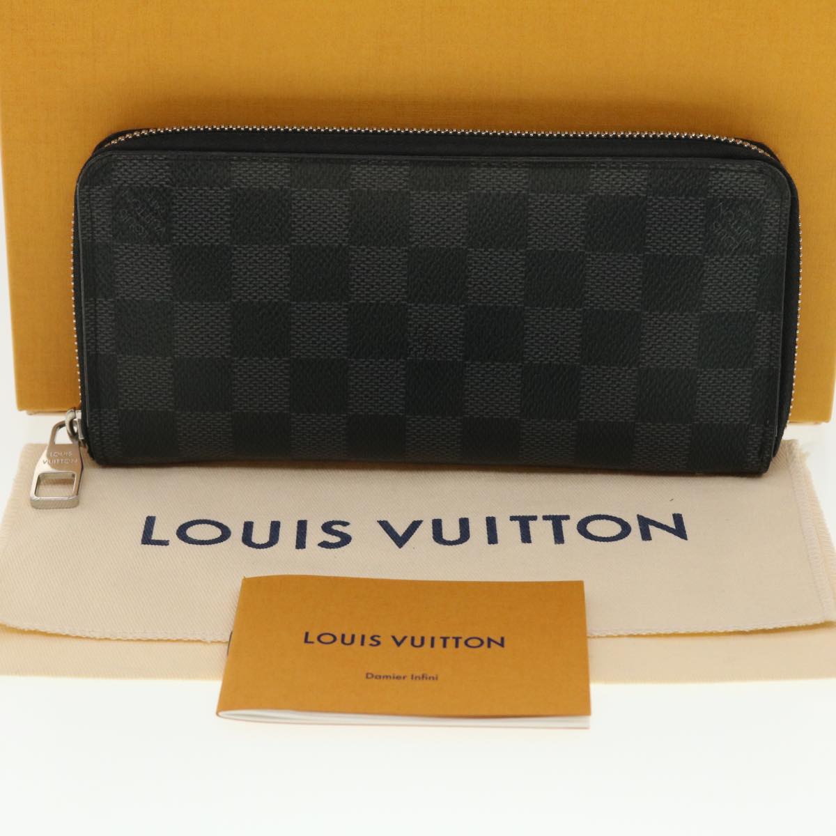 LOUIS VUITTON Damier Graphite Zippy Wallet Vertical N63095 LV Auth 39379