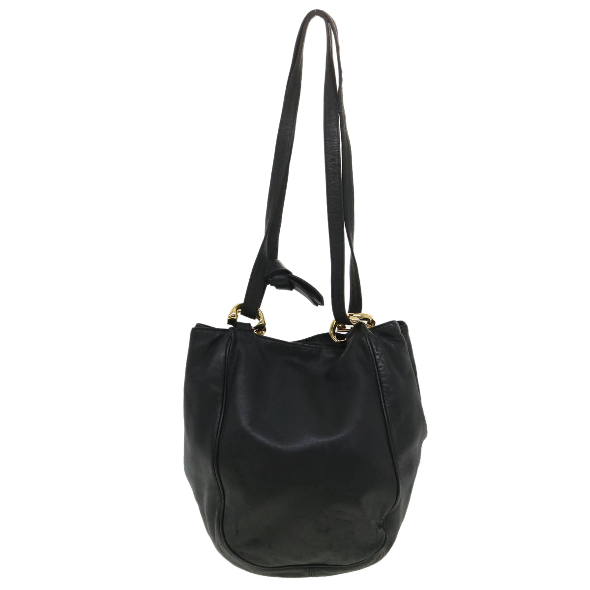 LOEWE Shoulder Bag Leather Black Auth 39398 - 0