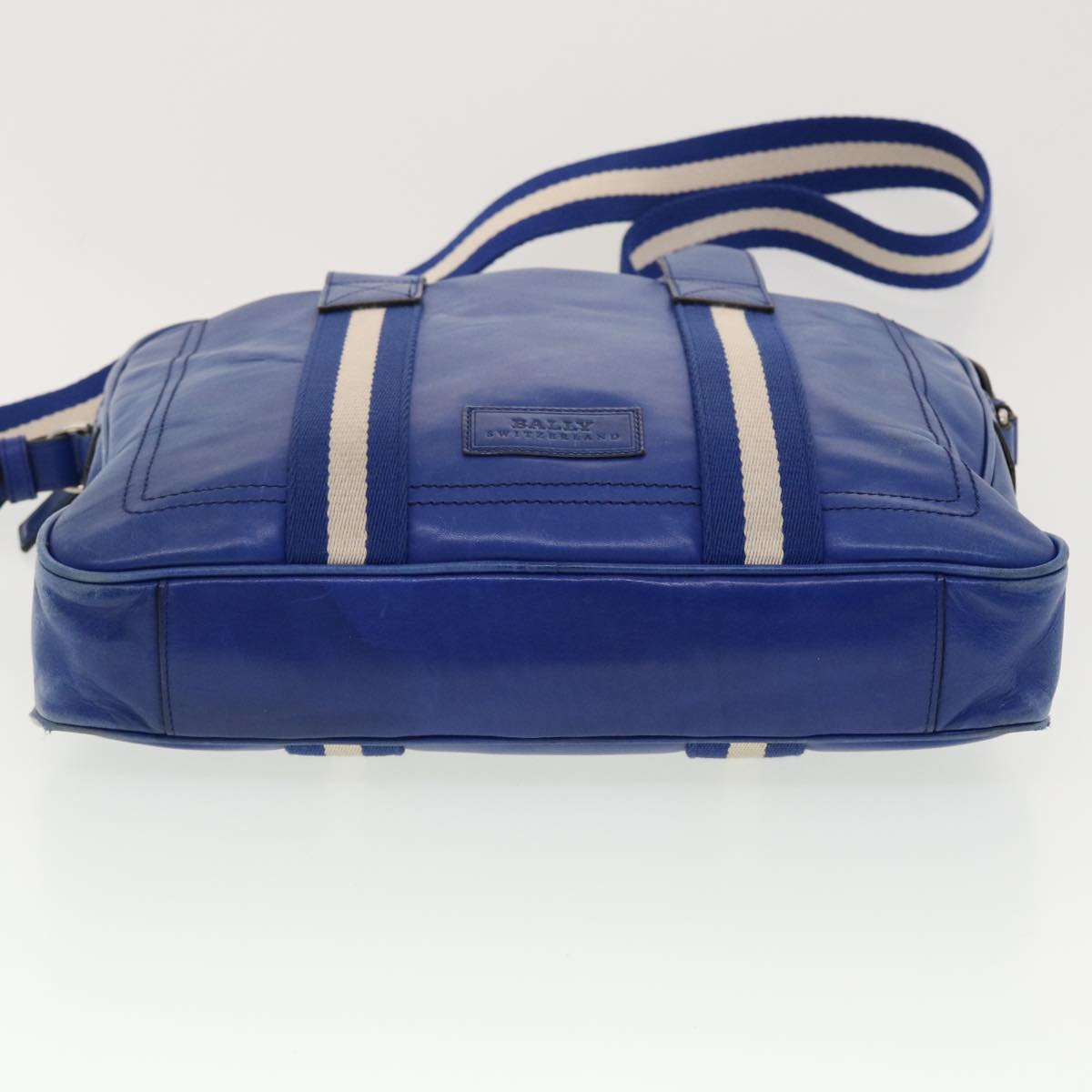 BALLY Hand Bag Leather 2way Blue Auth 39442