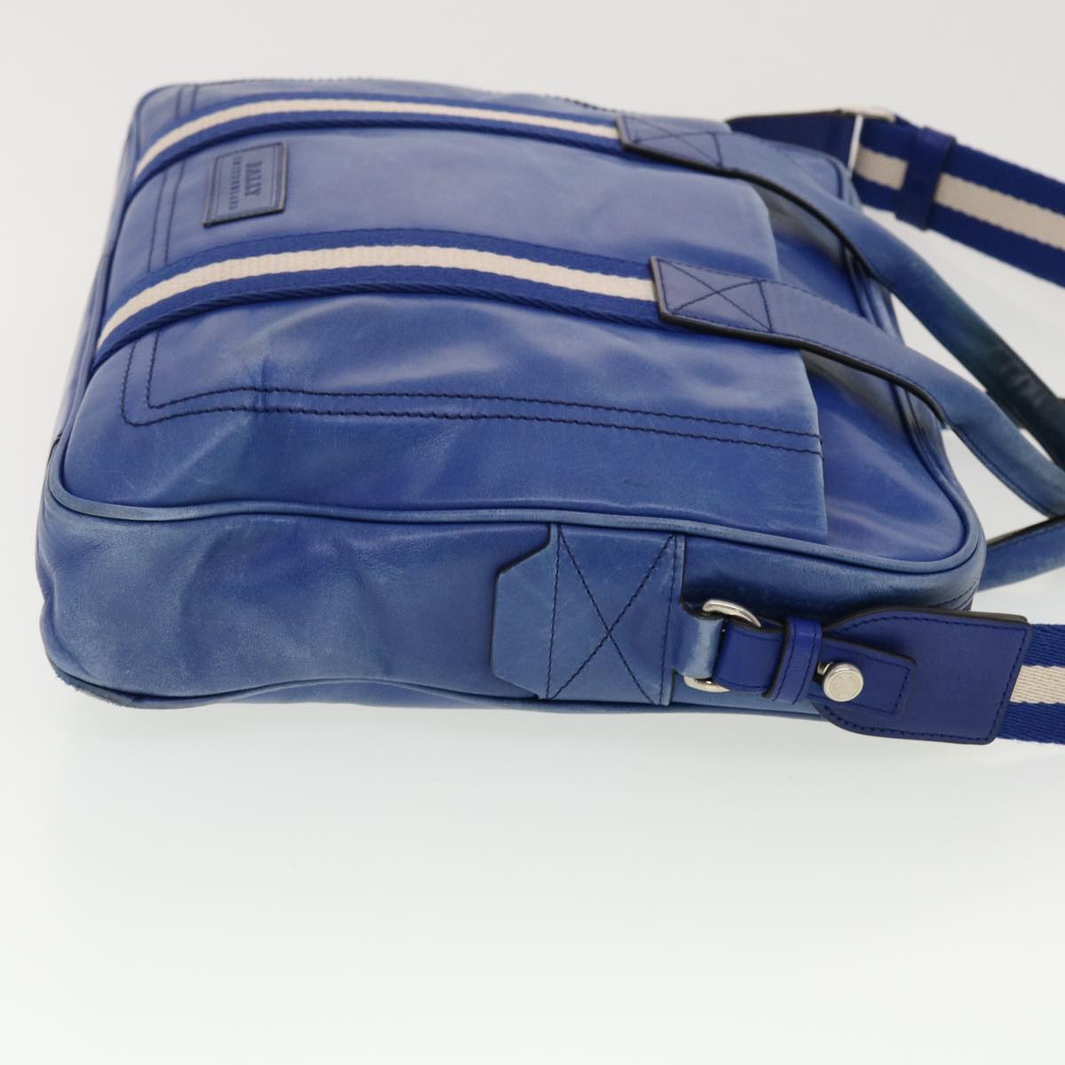 BALLY Hand Bag Leather 2way Blue Auth 39442