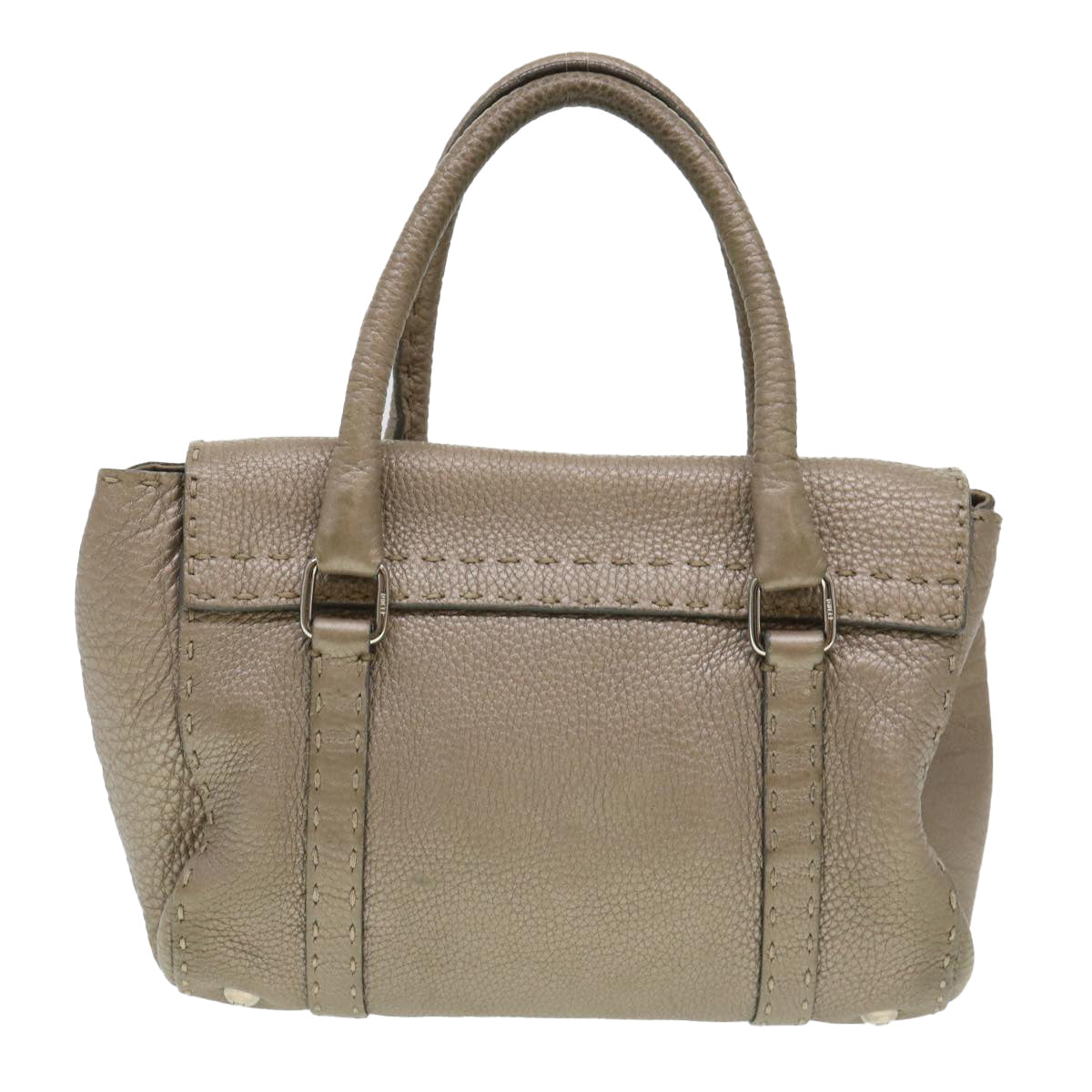 FENDI Hand Bag Leather Gray Auth 39445 - 0