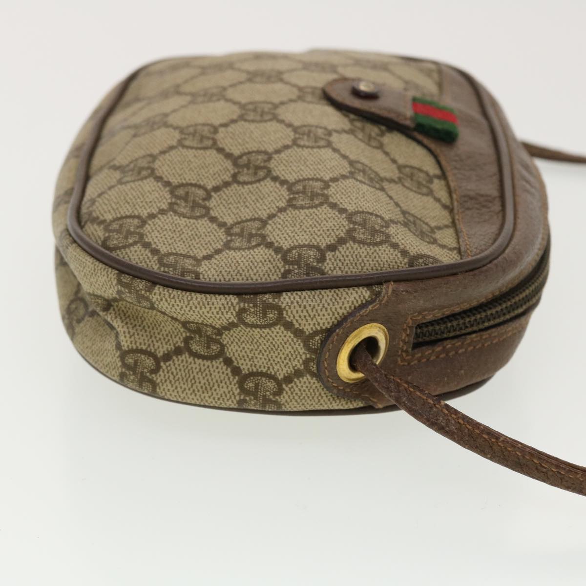 GUCCI GG Canvas Web Sherry Line Shoulder Bag Beige Red Green Auth 39454