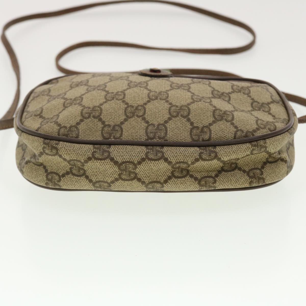 GUCCI GG Canvas Web Sherry Line Shoulder Bag Beige Red Green Auth 39454