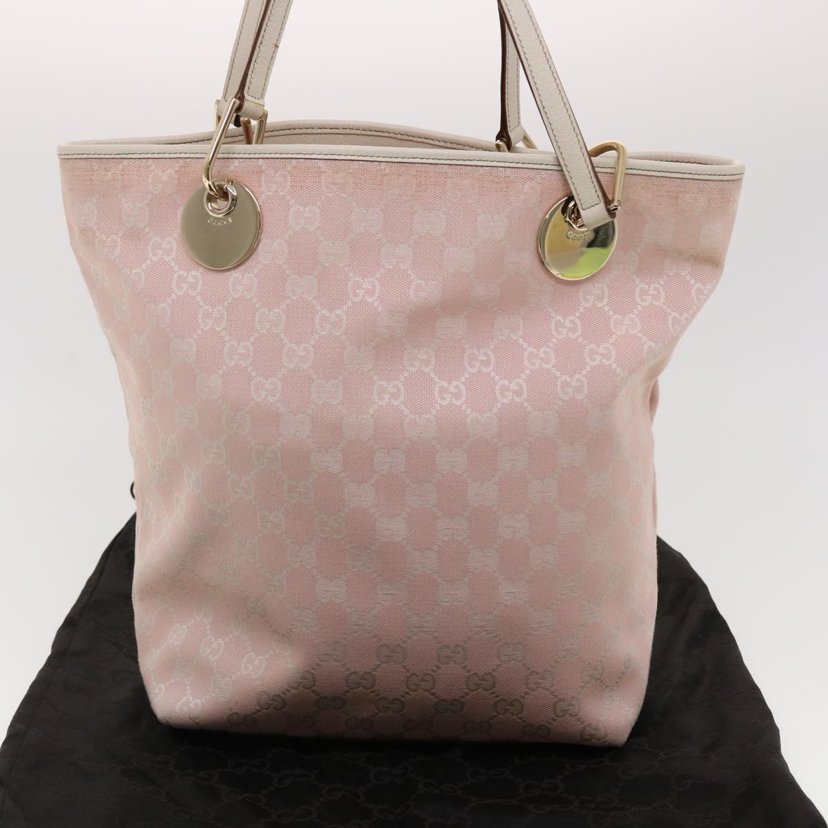 GUCCI GG Canvas Shoulder Bag Pink 120836 Auth 39455