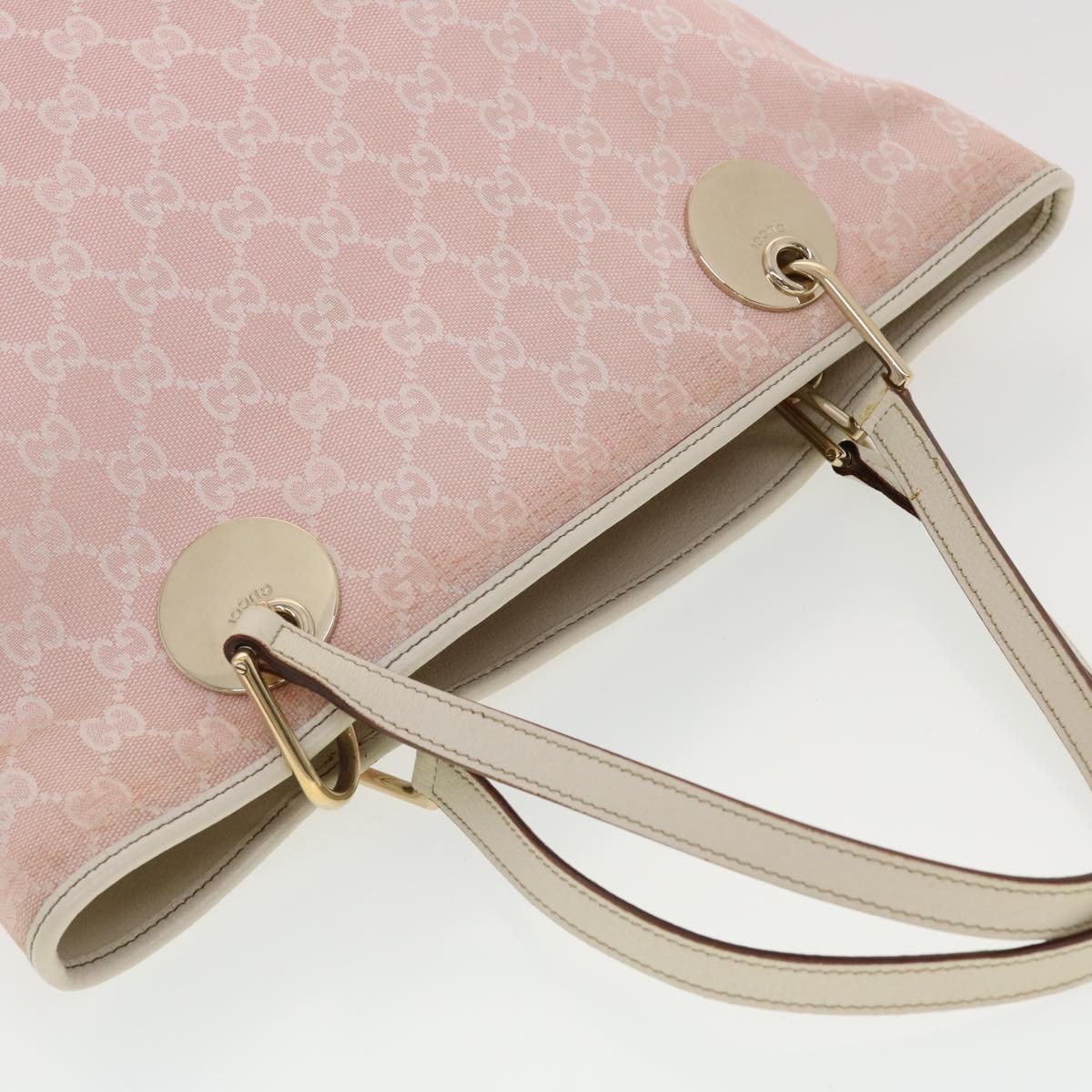 GUCCI GG Canvas Shoulder Bag Pink 120836 Auth 39455