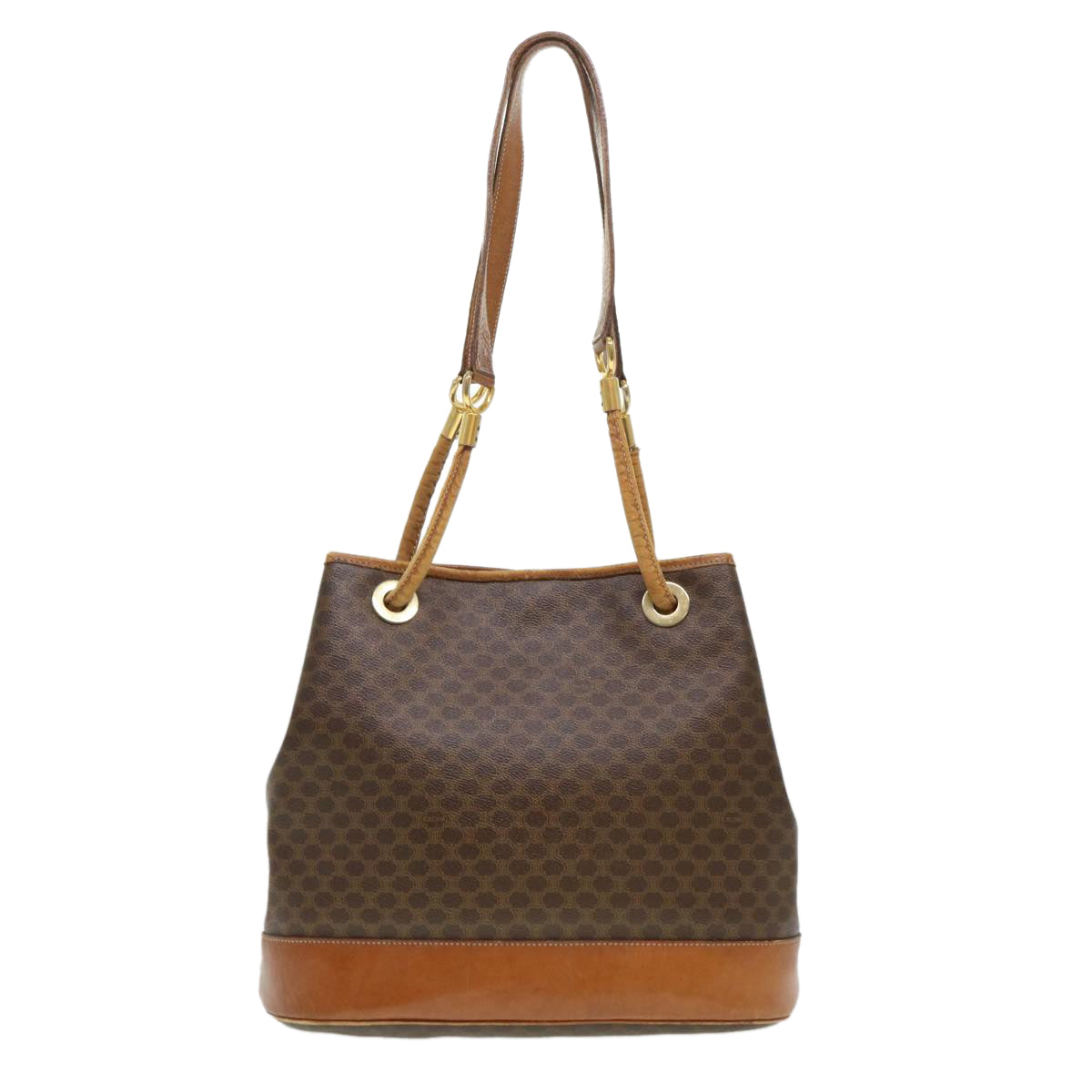 CELINE Macadam Canvas Shoulder Bag PVC Leather Brown Auth 39461 - 0