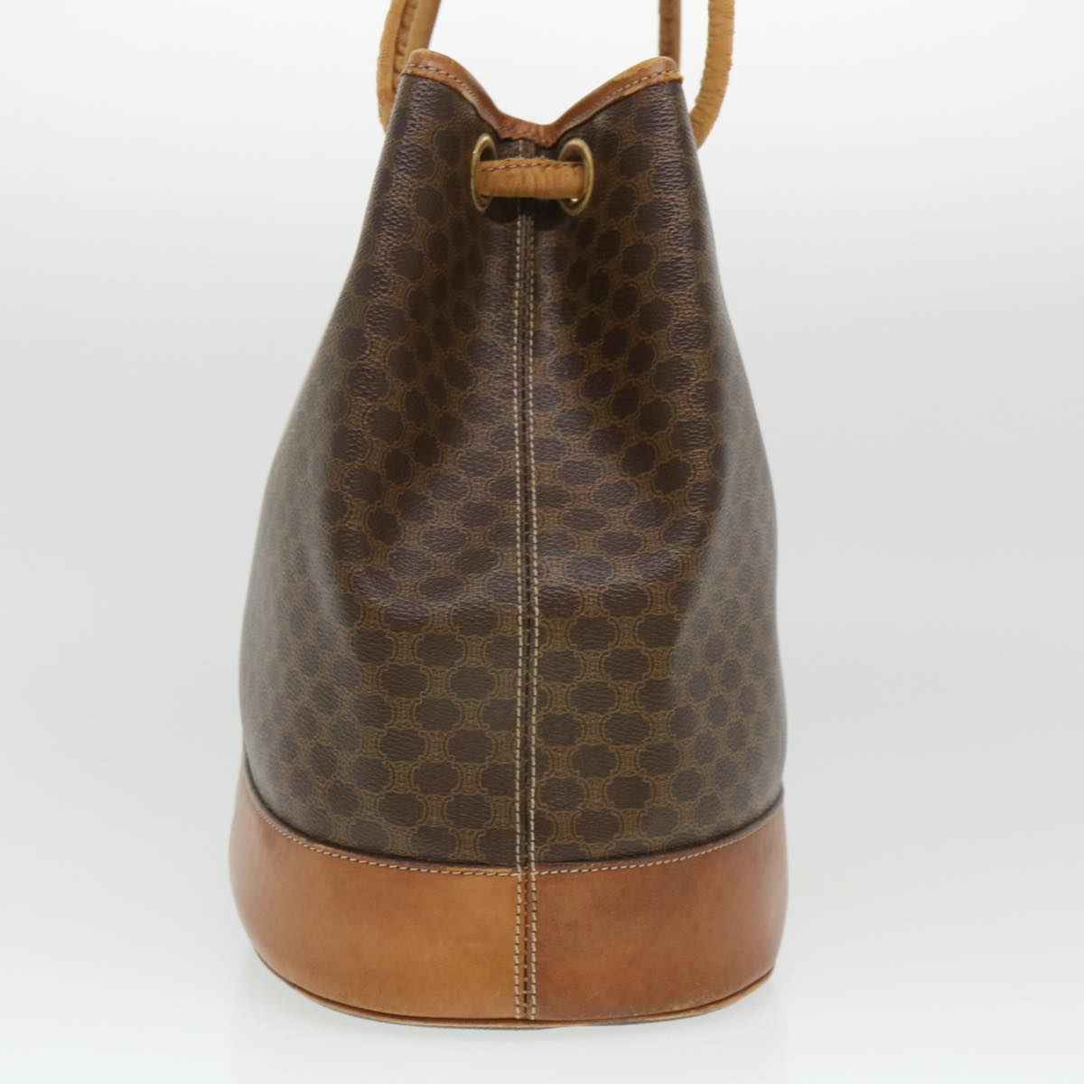 CELINE Macadam Canvas Shoulder Bag PVC Leather Brown Auth 39461