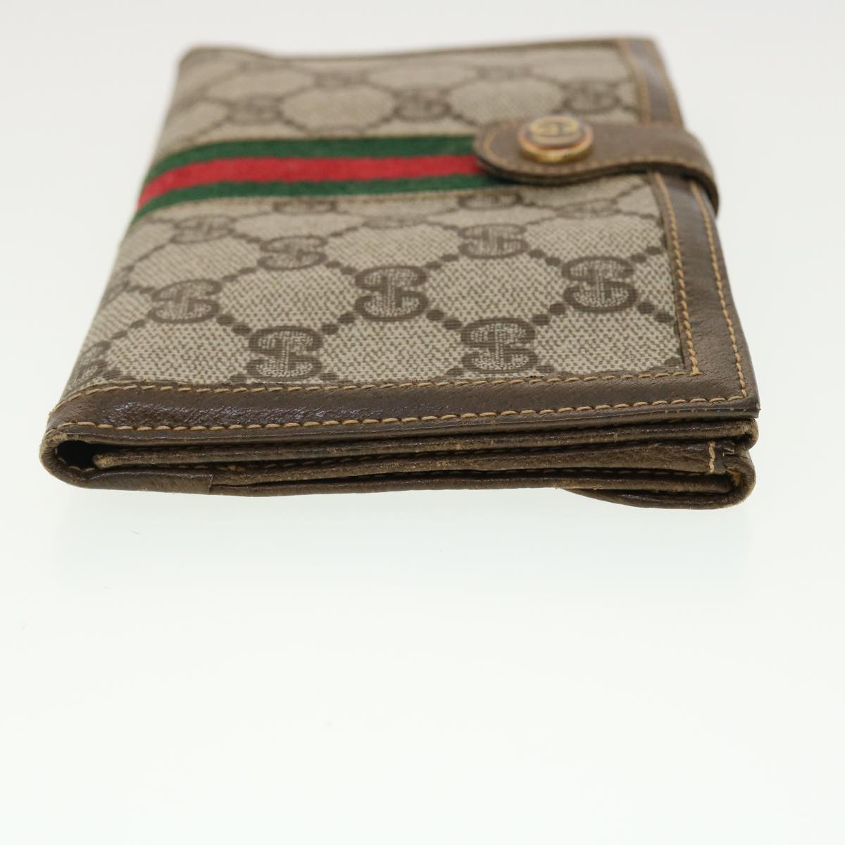 GUCCI GG Canvas Web Sherry Line Long Wallet Beige Red Green Auth 39469