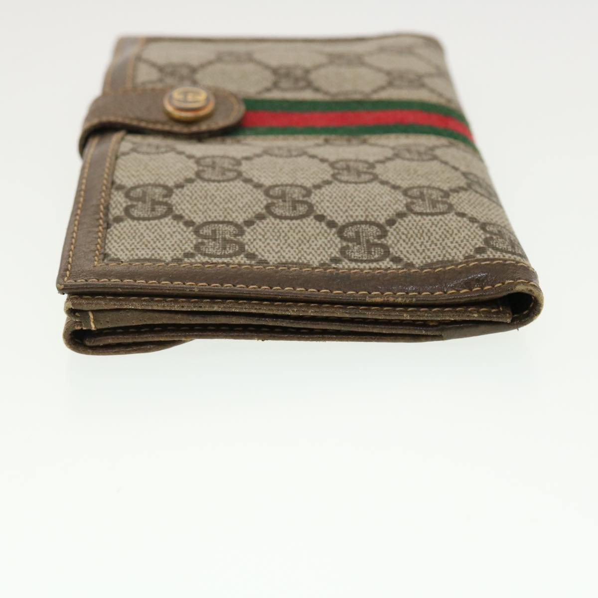 GUCCI GG Canvas Web Sherry Line Long Wallet Beige Red Green Auth 39469