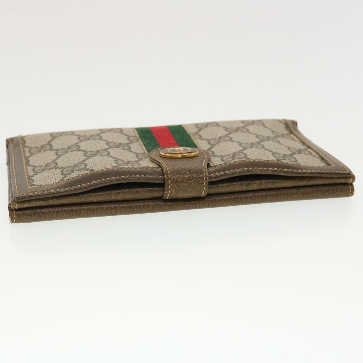 GUCCI GG Canvas Web Sherry Line Long Wallet Beige Red Green Auth 39469