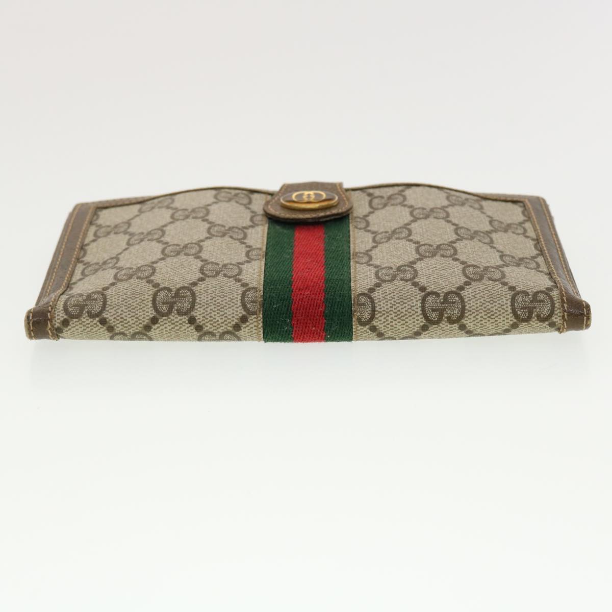 GUCCI GG Canvas Web Sherry Line Long Wallet Beige Red Green Auth 39469