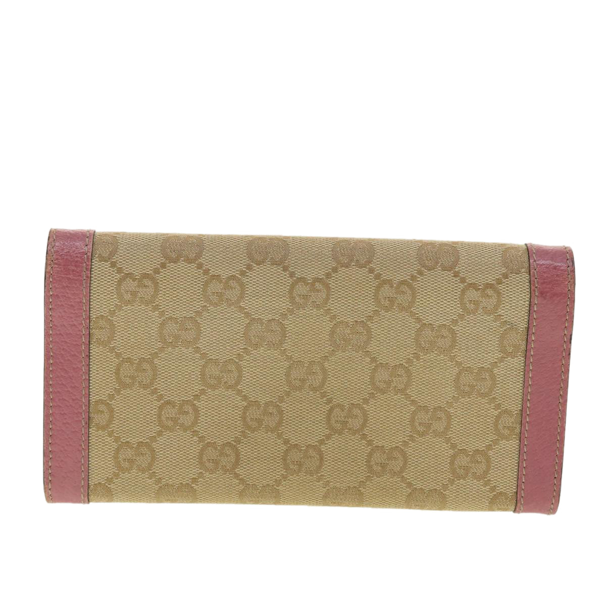 GUCCI GG Canvas Long Wallet Beige Pink 154168 Auth 39495 - 0