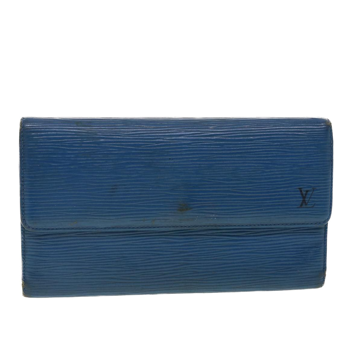 LOUIS VUITTON Epi Porte Tresor International Long Wallet Blue M63385 Auth 39504